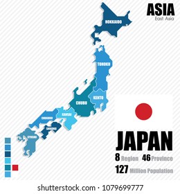 Japan Region Map. EPS10