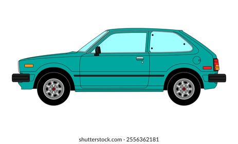 Japan Retro Compact Hatchback Vector Speed Icon Classic Vehicle Automobile Auto