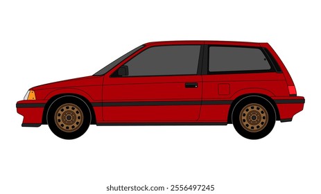 Japan Retro Compact Hatchback Vector Speed Icon Classic Vehicle Automobile Auto