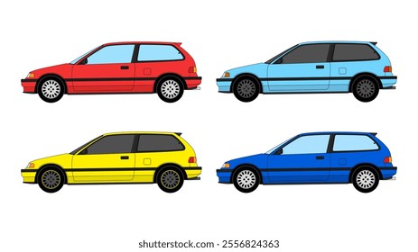 Japan Retro Compact Hatchback
Vector Speed Icon Classic Vehicle Automobile Auto