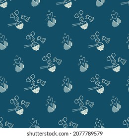 Japan Rice Bowl with Egg and Soy Sauce plus Soup Vector Graphic Seamless Pattern can be use for background and apparel design