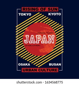 japan rising sun typography graphic t shirt print vector illustration design