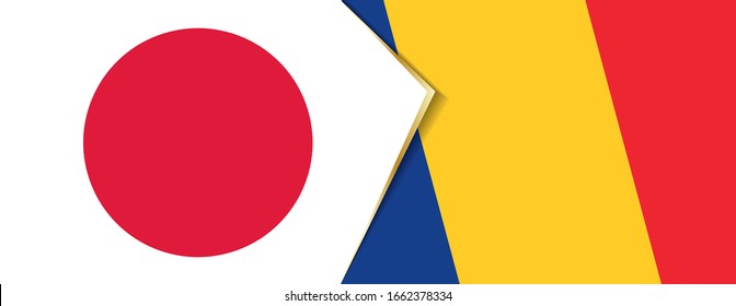Japan and Romania flags, two vector flags symbol of relationship or confrontation.