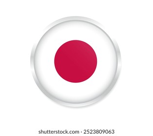 Japan round flag icon. Round circle national flag of japan. vector illustration 