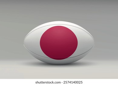 Japan rugby ball featuring the national flag design on a gray background