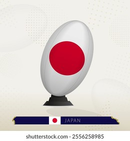 Japan Rugby Ball on Rugby Kicking Tees with Modern Design. Illustration perfect for sports, national pride, and rugby-related projects.