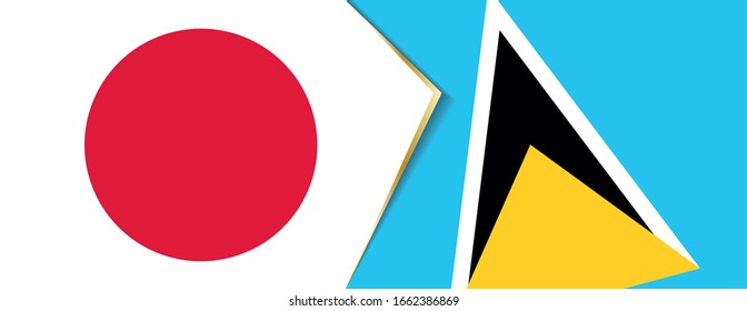 Japan and Saint Lucia flags, two vector flags symbol of relationship or confrontation.