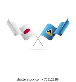 Japan and Saint Lucia flags. Vector illustration.