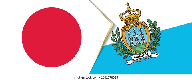 Japan and San Marino flags, two vector flags symbol of relationship or confrontation.