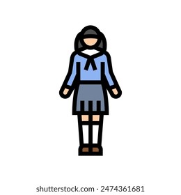 japan school girl color icon vector. japan school girl sign. isolated symbol illustration