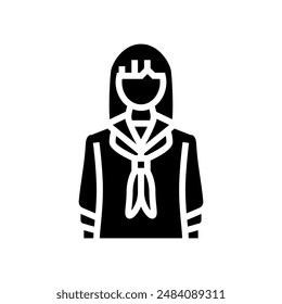 japan school girl glyph icon vector. japan school girl sign. isolated symbol illustration