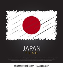 Japan scribbled flag. hand drawn lines in Vector Format on Gray Background. Vector illustration eps 10.