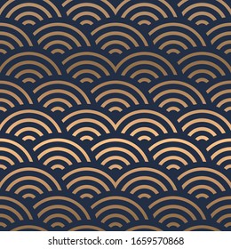 Japan sea Abstract geometric pattern. A seamless vector background. gold and blue ornament. Graphic modern pattern. Simple lattice graphic design.