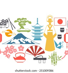 Japan seamless pattern. Illustration on Japanese theme.