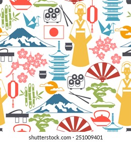Japan seamless pattern. Illustration on Japanese theme.