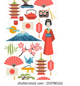 Japan seamless pattern. Illustration on Japanese theme.