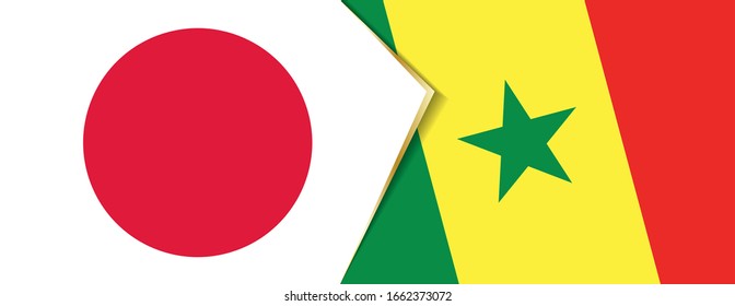 Japan and Senegal flags, two vector flags symbol of relationship or confrontation.