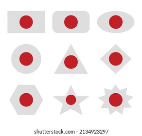 japan set of flags with geometric shapes