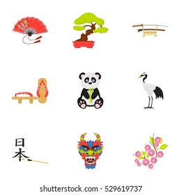 Japan set icons in cartoon style. Big collection of Japan vector symbol stock illustration