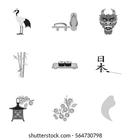 Japan set icons in monochrome style. Big collection of Japan vector symbol stock illustration