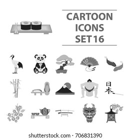 Japan set icons in monochrome style. Big collection of Japan vector symbol stock illustration