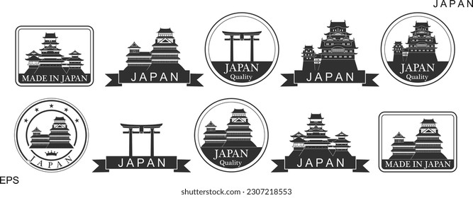 Japan set. Isolated Japan on white background