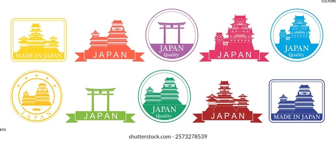 Japan set. Isolated Japan on white background