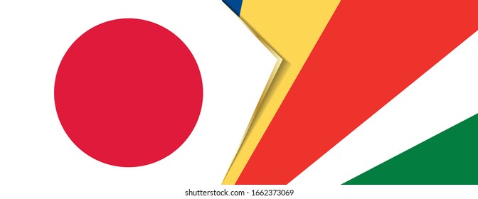 Japan and Seychelles flags, two vector flags symbol of relationship or confrontation.