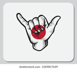 Japan Shaka Hand Good Vibes Flag