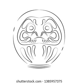 Japan shinto ceremony daruma doll vector illustration simplified travel icon. Ritual talisman. Buddha shrine. Chinese, asian traditional symbol. Ethnic symbol line sketch element for design, print.