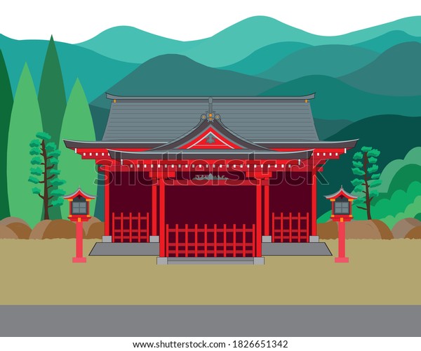 Japan Shinto Shrine Drawing Vector Stock Vector (Royalty Free