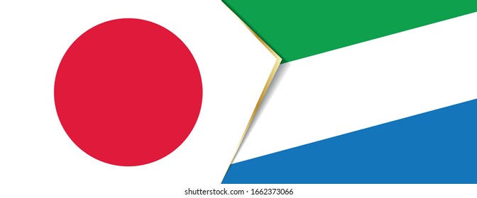 Japan and Sierra Leone flags, two vector flags symbol of relationship or confrontation.