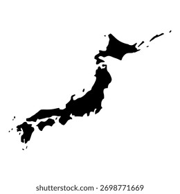 Mapa da silhueta do Japão. Vetor do mapa do Japão. Mapa do Japão sobre fundo branco