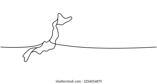 Japan silhouette one line continuous drawing. Japan country silhouette continuous one line illustration. Vector minimalist linear illustration.