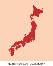 Japan simple flat red map