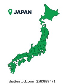 Japan simple flat vector illustration map