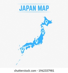 Japan Simple Map With Map Icons
