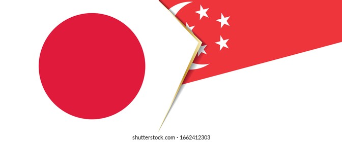 Japan and Singapore flags, two vector flags symbol of relationship or confrontation.