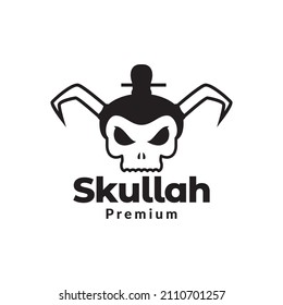 japan skull with horn vintage logo design, vector graphic symbol icon sign illustration