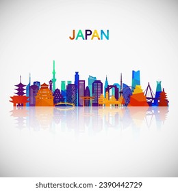 Japan skyline silhouette in colorful geometric style. Symbol for your design. Vector illustration.