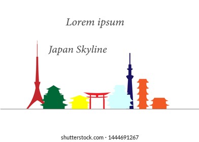 Japan Skyline Vector with different tourist attraction