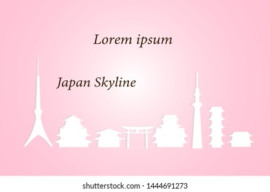 Japan Skyline Vector with different tourist attraction