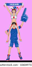 japan Soccer Fan. All the objects are in different layers and the text types do not need any font. 
