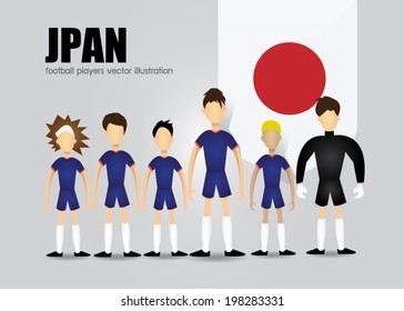 Japan soccer team character vector illustration