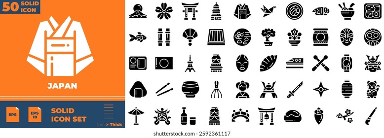 Japan Solid Editable Icons set. Vector illustration in modern thin solid style of japan icons: japan, japanese, fan, etc