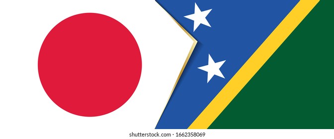 Japan and Solomon Islands flags, two vector flags symbol of relationship or confrontation.