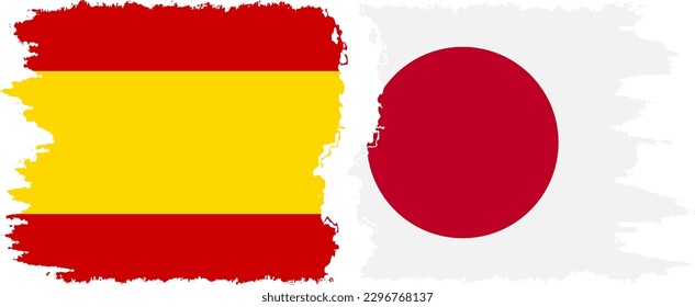 Japan and Spain grunge flags connection, vector