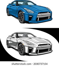 Japan Sport Cars Blue and White