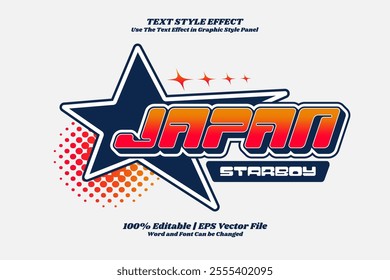 Japan Star boy Editable text Effect Gradient y2k style