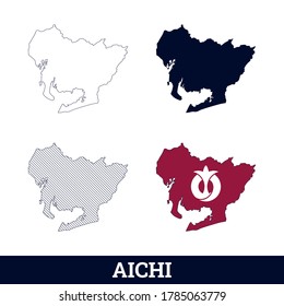 Japan State Aichi Map with flag vector